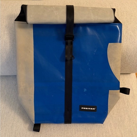 FREITAG Blue and Gray Roll-Top Backpack - Picture 1 of 6
